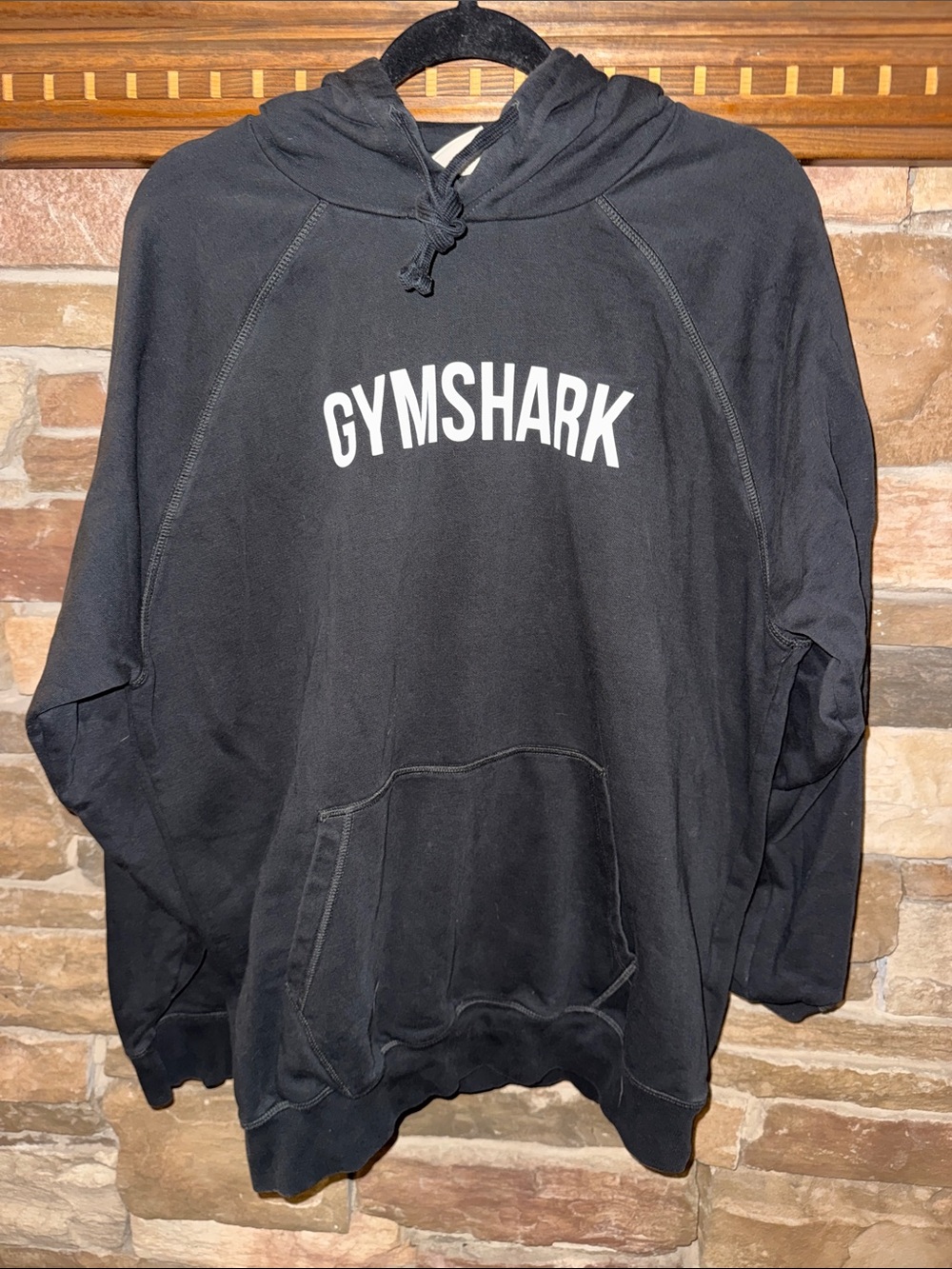 Gymshark Black Pullover Hoodie with White Logo